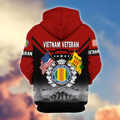 Premium US Veterans Zip Hoodie, Gifts For US Veterans, Gifts On Father's Day, Veterans Day.