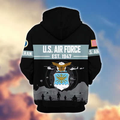 Premium US Veterans Zip Hoodie, Gifts For US Veterans, Gifts On Father's Day, Veterans Day.