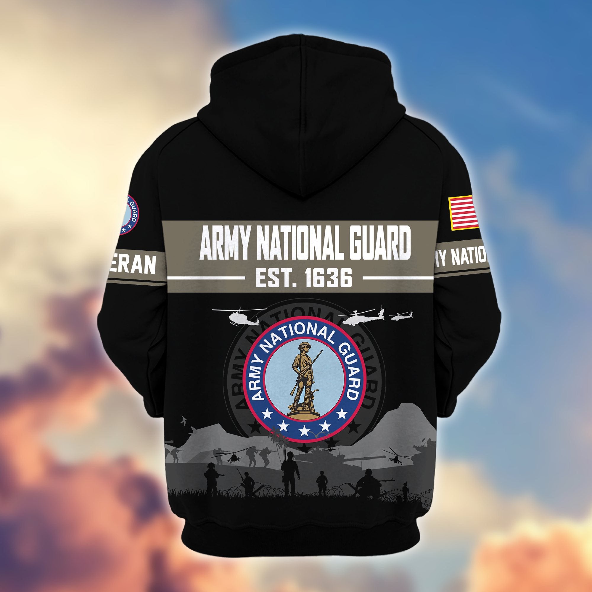 Premium US Veterans Zip Hoodie, Gifts For US Veterans, Gifts On Father's Day, Veterans Day.
