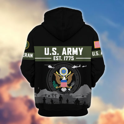 Premium US Veterans Zip Hoodie, Gifts For US Veterans, Gifts On Father's Day, Veterans Day.