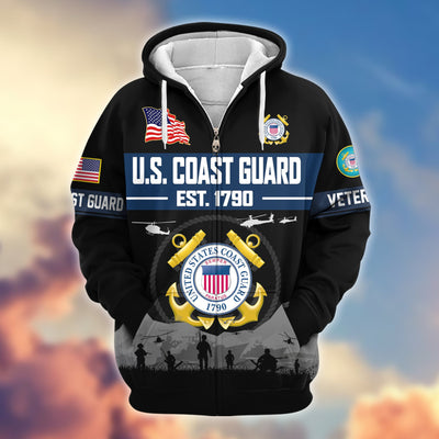 Premium US Veterans Zip Hoodie, Gifts For US Veterans, Gifts On Father's Day, Veterans Day.