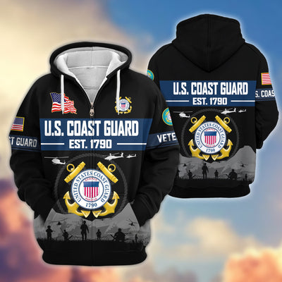 Premium US Veterans Zip Hoodie, Gifts For US Veterans, Gifts On Father's Day, Veterans Day.
