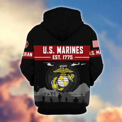 Premium US Veterans Zip Hoodie, Gifts For US Veterans, Gifts On Father's Day, Veterans Day.