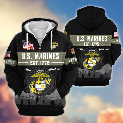 Premium US Veterans Zip Hoodie, Gifts For US Veterans, Gifts On Father's Day, Veterans Day.