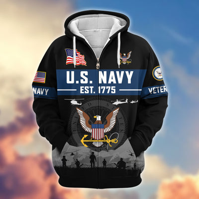 Premium US Veterans Zip Hoodie, Gifts For US Veterans, Gifts On Father's Day, Veterans Day.