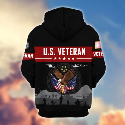 Premium US Veterans Zip Hoodie, Gifts For US Veterans, Gifts On Father's Day, Veterans Day.