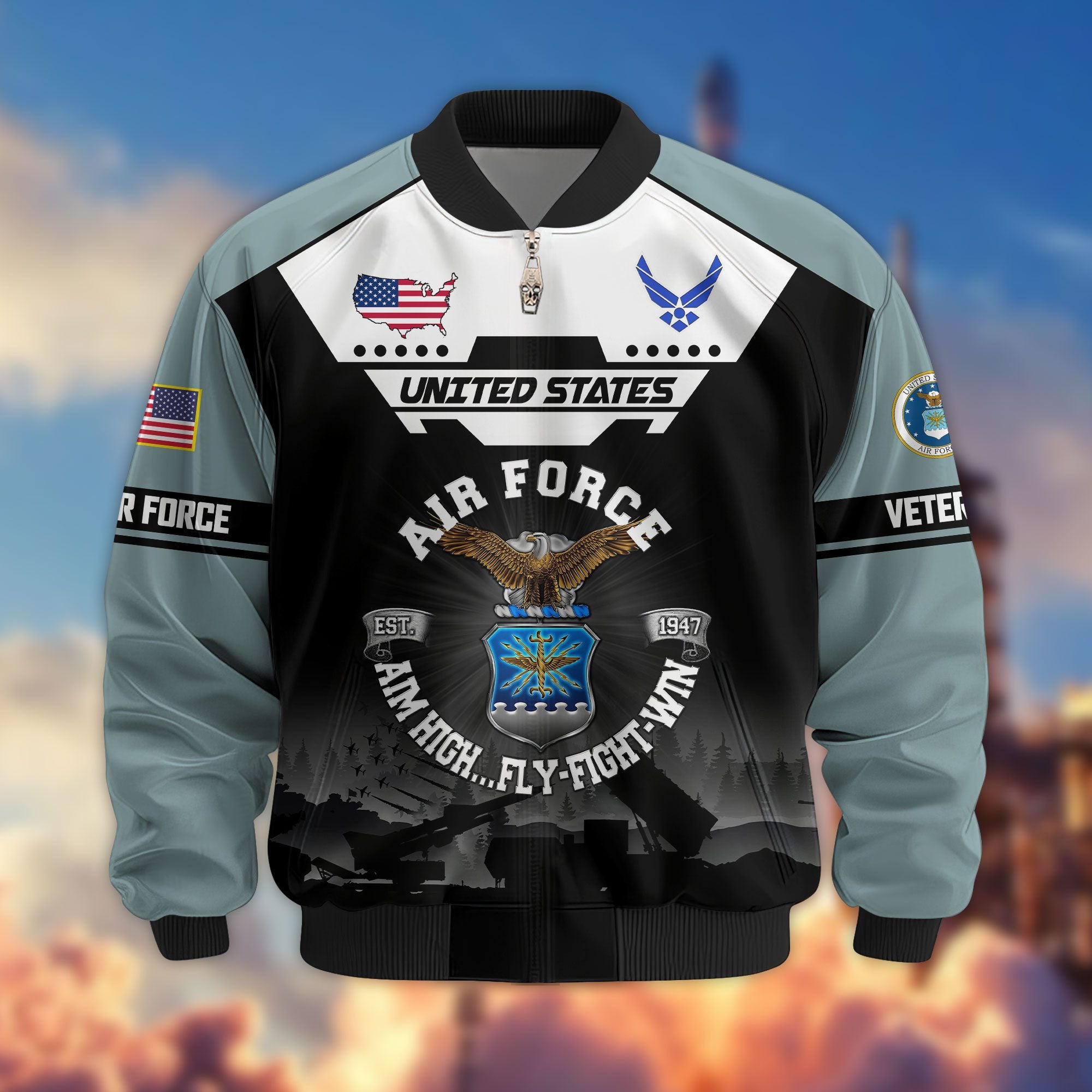 Premium US Veterans Bomber Jacket, Gifts For US Veterans, Gifts On Father's Day, Veterans Day.