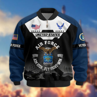 Premium US Veterans Bomber Jacket, Gifts For US Veterans, Gifts On Father's Day, Veterans Day.