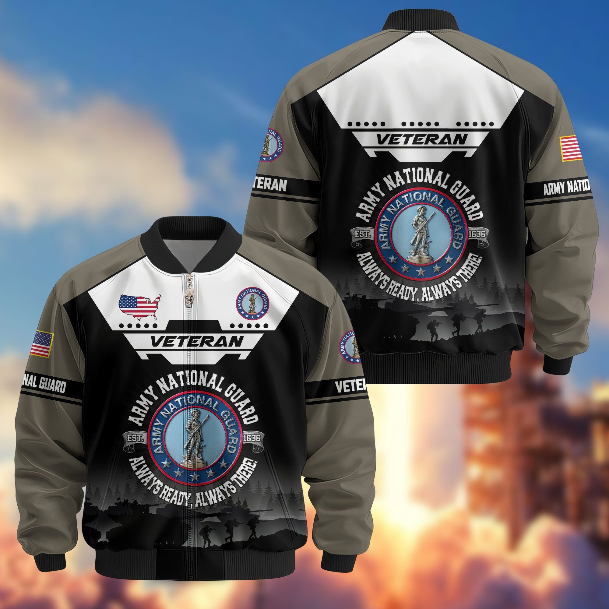 Premium US Veterans Bomber Jacket, Gifts For US Veterans, Gifts On Father's Day, Veterans Day.
