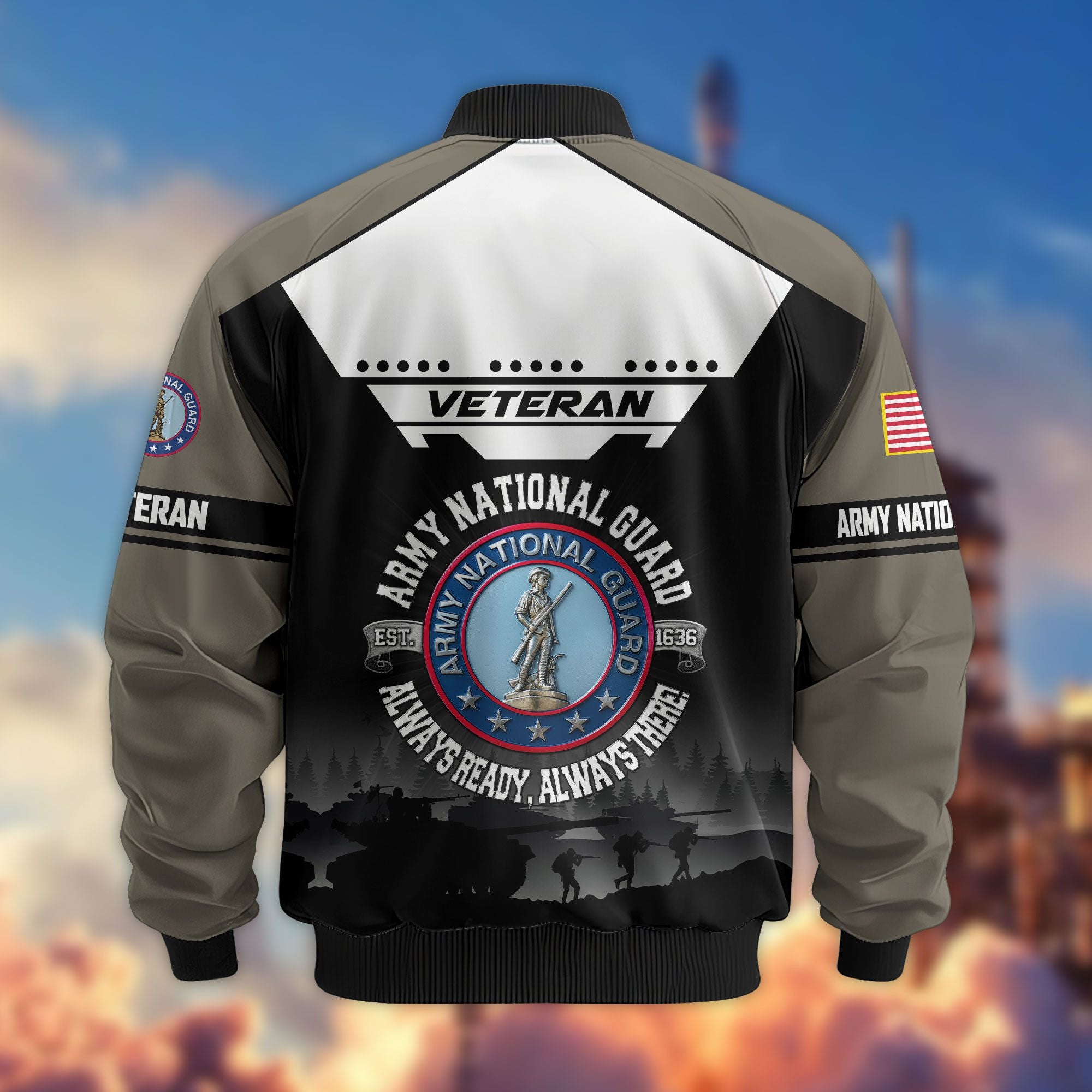 Premium US Veterans Bomber Jacket, Gifts For US Veterans, Gifts On Father's Day, Veterans Day.