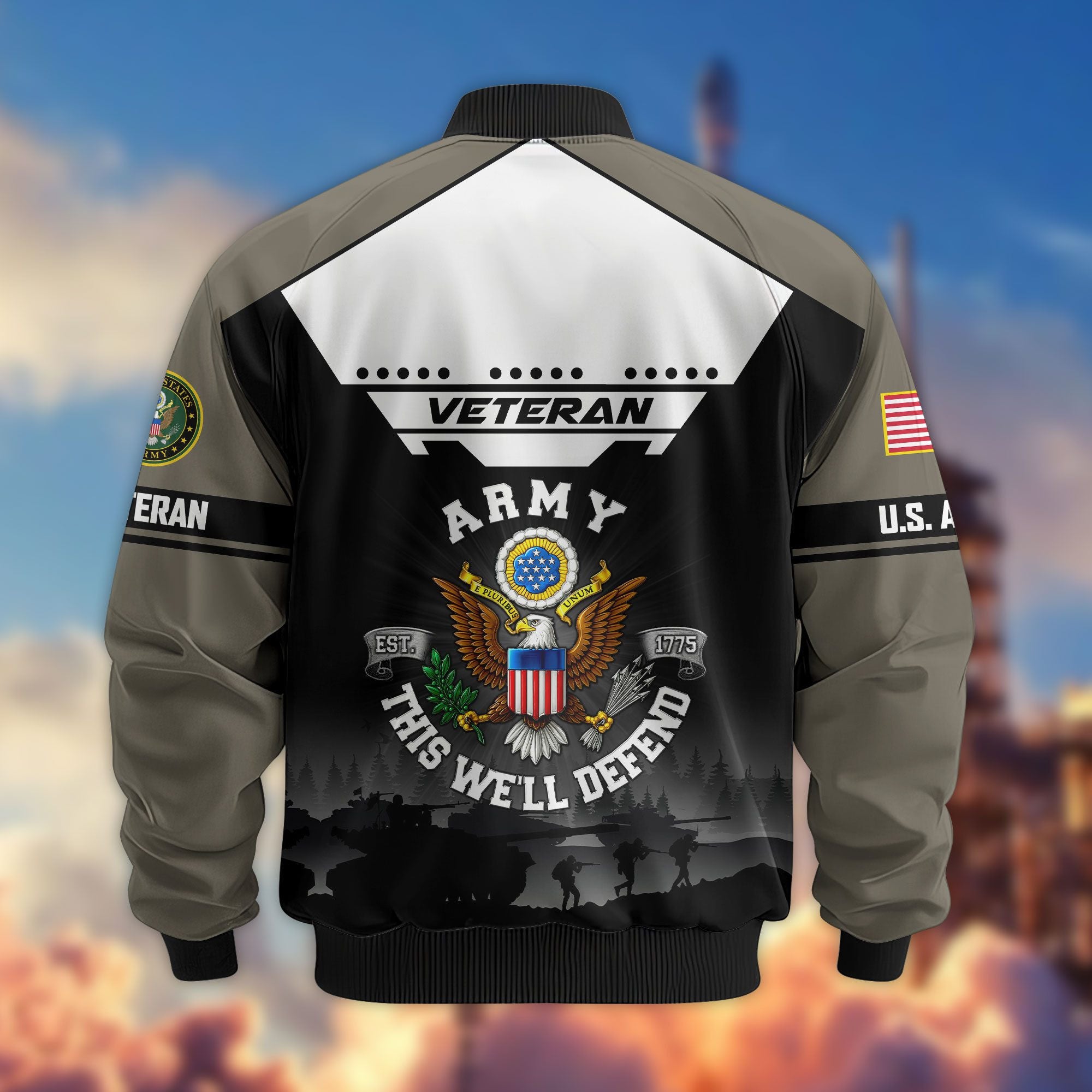 Premium US Veterans Bomber Jacket, Gifts For US Veterans, Gifts On Father's Day, Veterans Day.
