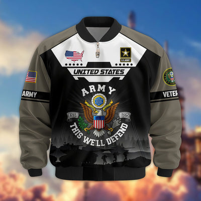 Premium US Veterans Bomber Jacket, Gifts For US Veterans, Gifts On Father's Day, Veterans Day.