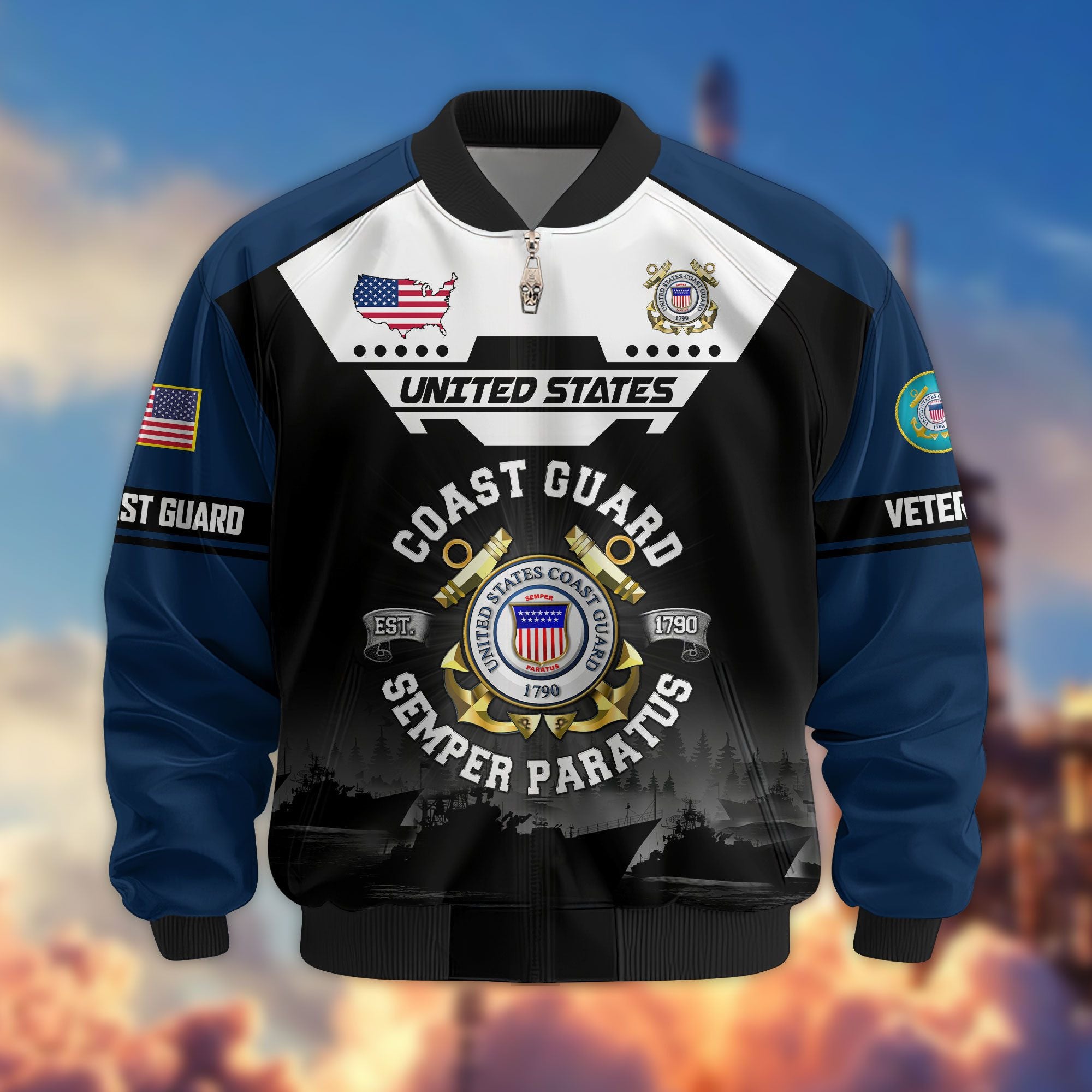 Premium US Veterans Bomber Jacket, Gifts For US Veterans, Gifts On Father's Day, Veterans Day.