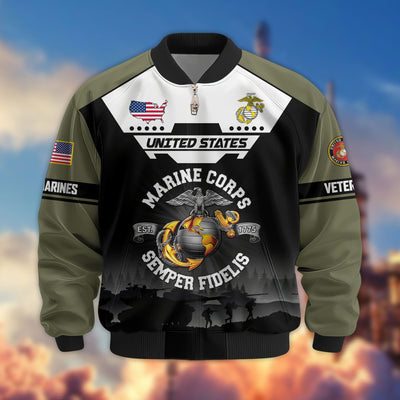 Premium US Veterans Bomber Jacket, Gifts For US Veterans, Gifts On Father's Day, Veterans Day.