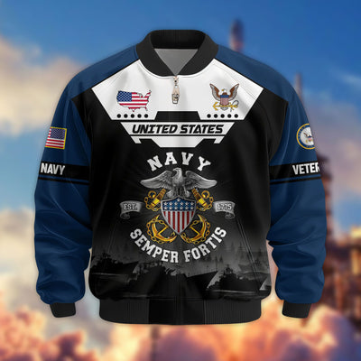 Premium US Veterans Bomber Jacket, Gifts For US Veterans, Gifts On Father's Day, Veterans Day.