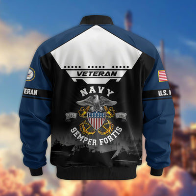 Premium US Veterans Bomber Jacket, Gifts For US Veterans, Gifts On Father's Day, Veterans Day.