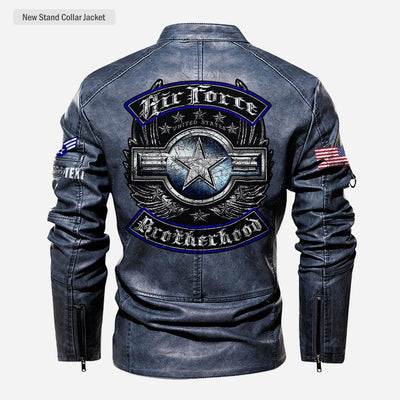 Premium Custom USAF Leather Jacket, Gifts For Air Force Veteran, Gifts On Father's Day, Veterans Day.