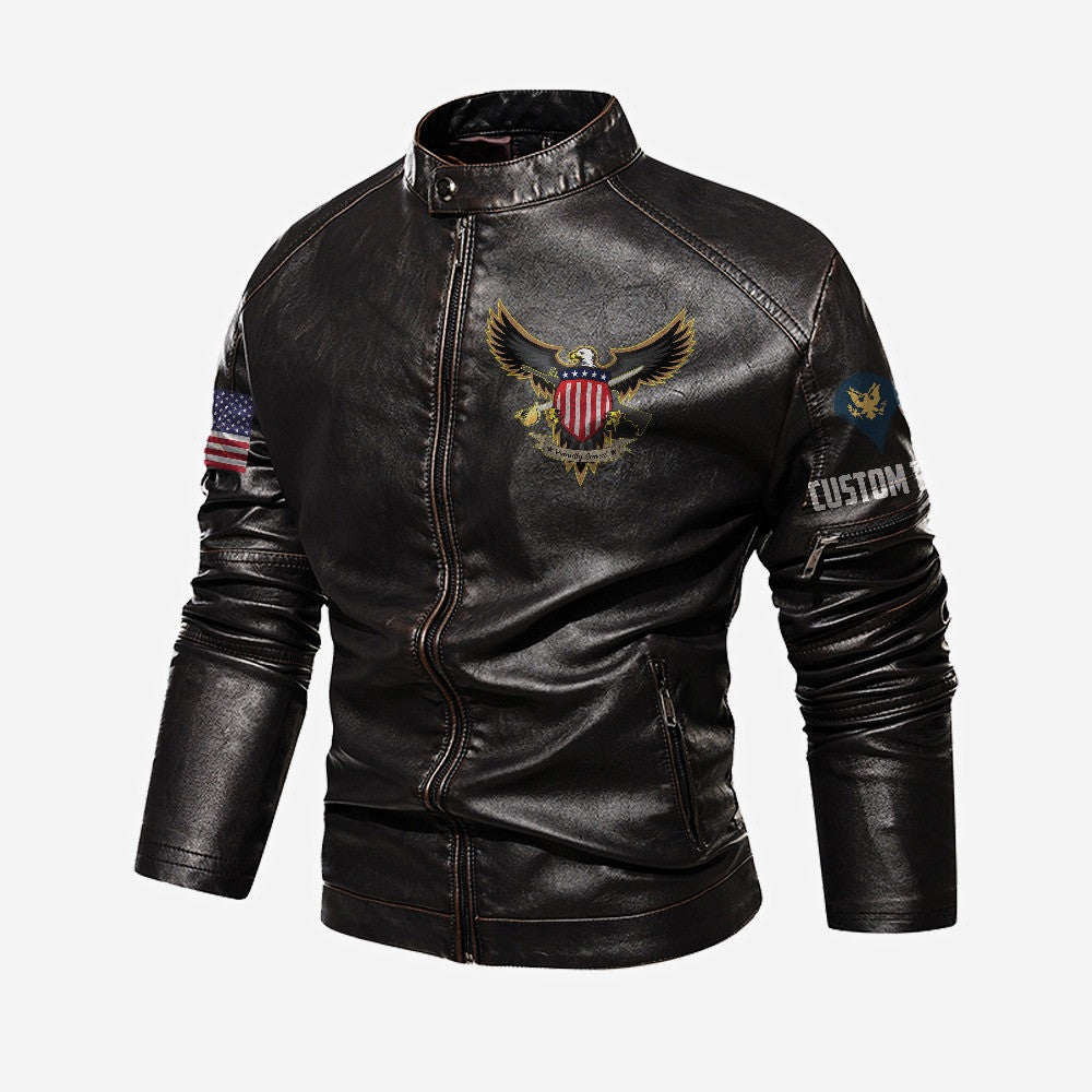 Premium Custom US Veteran Leather Jacket, Gifts For US Veteran, Gifts On Father's Day, Veterans Day.