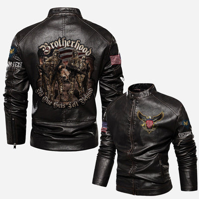 Premium Custom US Veteran Leather Jacket, Gifts For US Veteran, Gifts On Father's Day, Veterans Day.