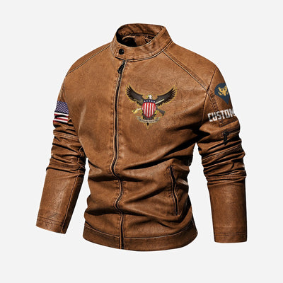 Premium Custom US Veteran Leather Jacket, Gifts For US Veteran, Gifts On Father's Day, Veterans Day.