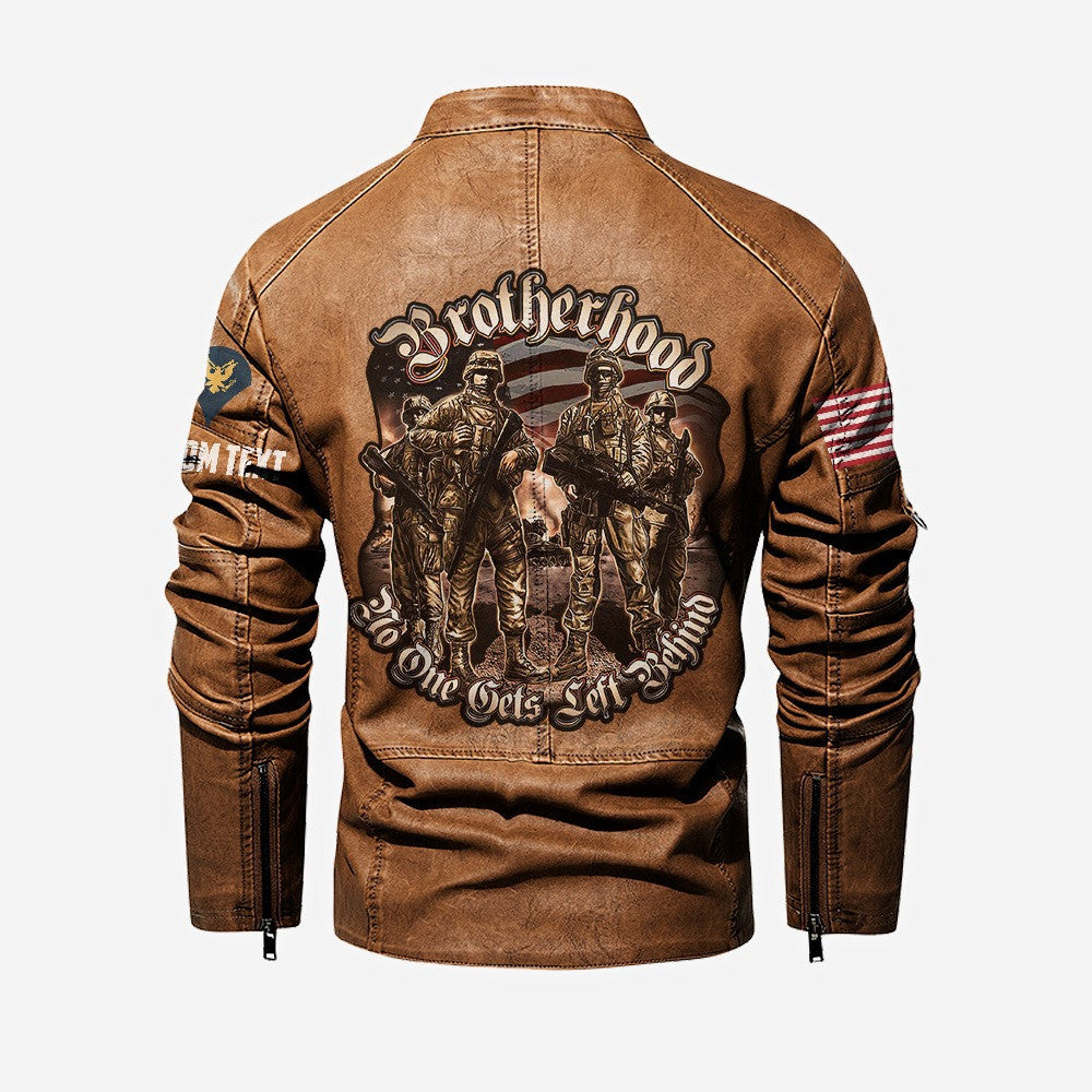 Premium Custom US Veteran Leather Jacket, Gifts For US Veteran, Gifts On Father's Day, Veterans Day.