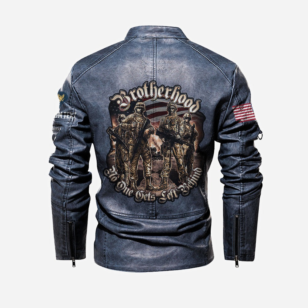 Premium Custom US Veteran Leather Jacket, Gifts For US Veteran, Gifts On Father's Day, Veterans Day.