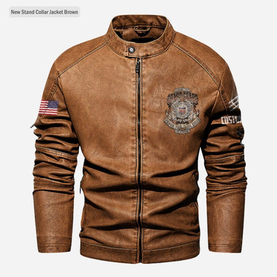 Premium Custom USCG Veteran Leather Jacket, Gifts For Coast Guard Veteran, Gifts On Father's Day, Veterans Day.