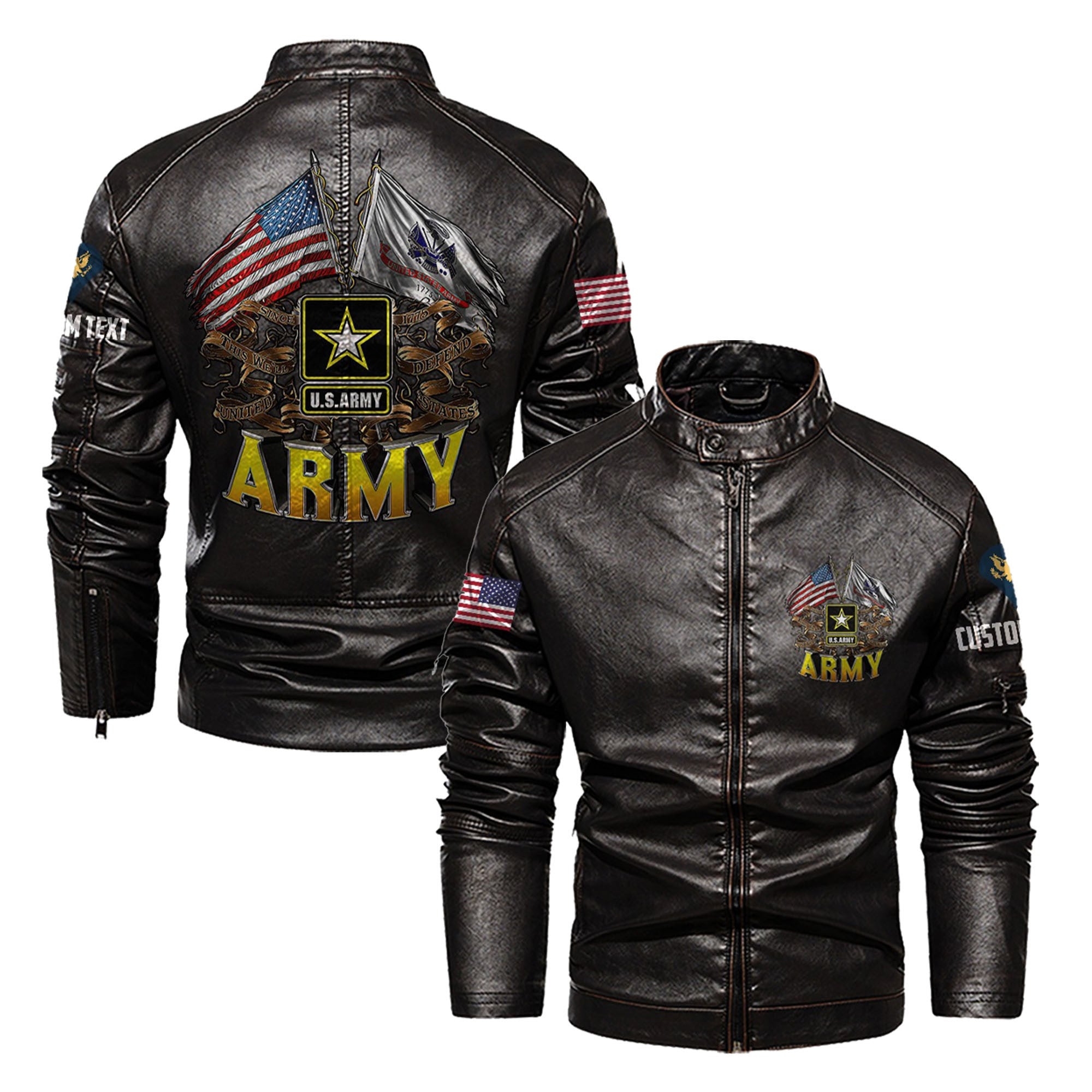 Premium Custom US Army Veteran Leather Jacket, Gifts For Army Veteran, Gifts On Father's Day, Veterans Day.