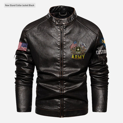 Premium Custom US Army Veteran Leather Jacket, Gifts For Army Veteran, Gifts On Father's Day, Veterans Day.