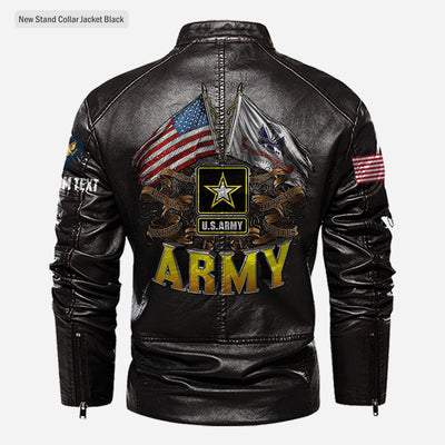 Premium Custom US Army Veteran Leather Jacket, Gifts For Army Veteran, Gifts On Father's Day, Veterans Day.