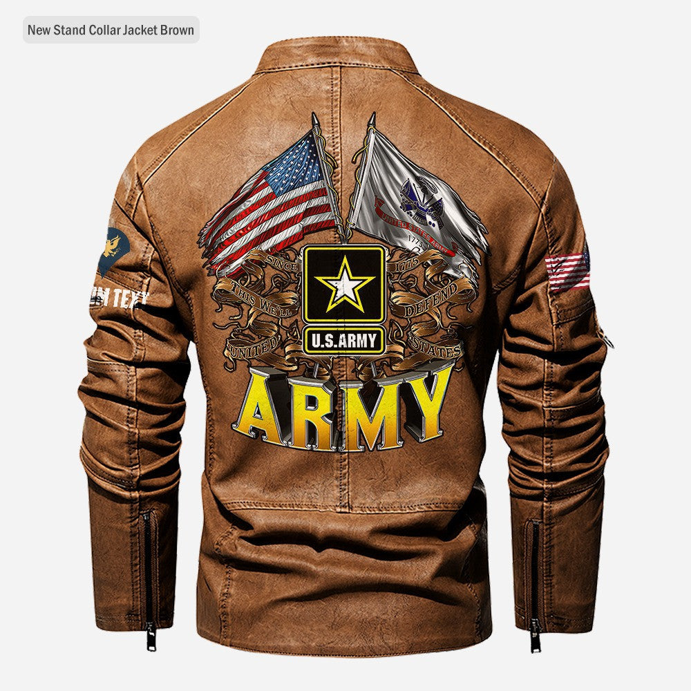 Premium Custom US Army Veteran Leather Jacket, Gifts For Army Veteran, Gifts On Father's Day, Veterans Day.