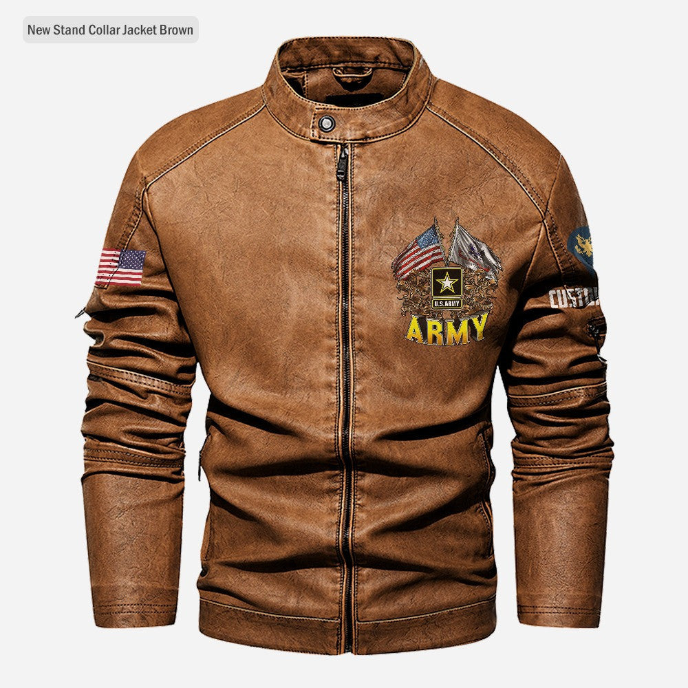 Premium Custom US Army Veteran Leather Jacket, Gifts For Army Veteran, Gifts On Father's Day, Veterans Day.