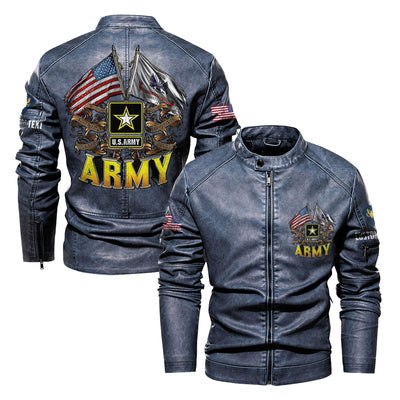 Premium Custom US Army Veteran Leather Jacket, Gifts For Army Veteran, Gifts On Father's Day, Veterans Day.