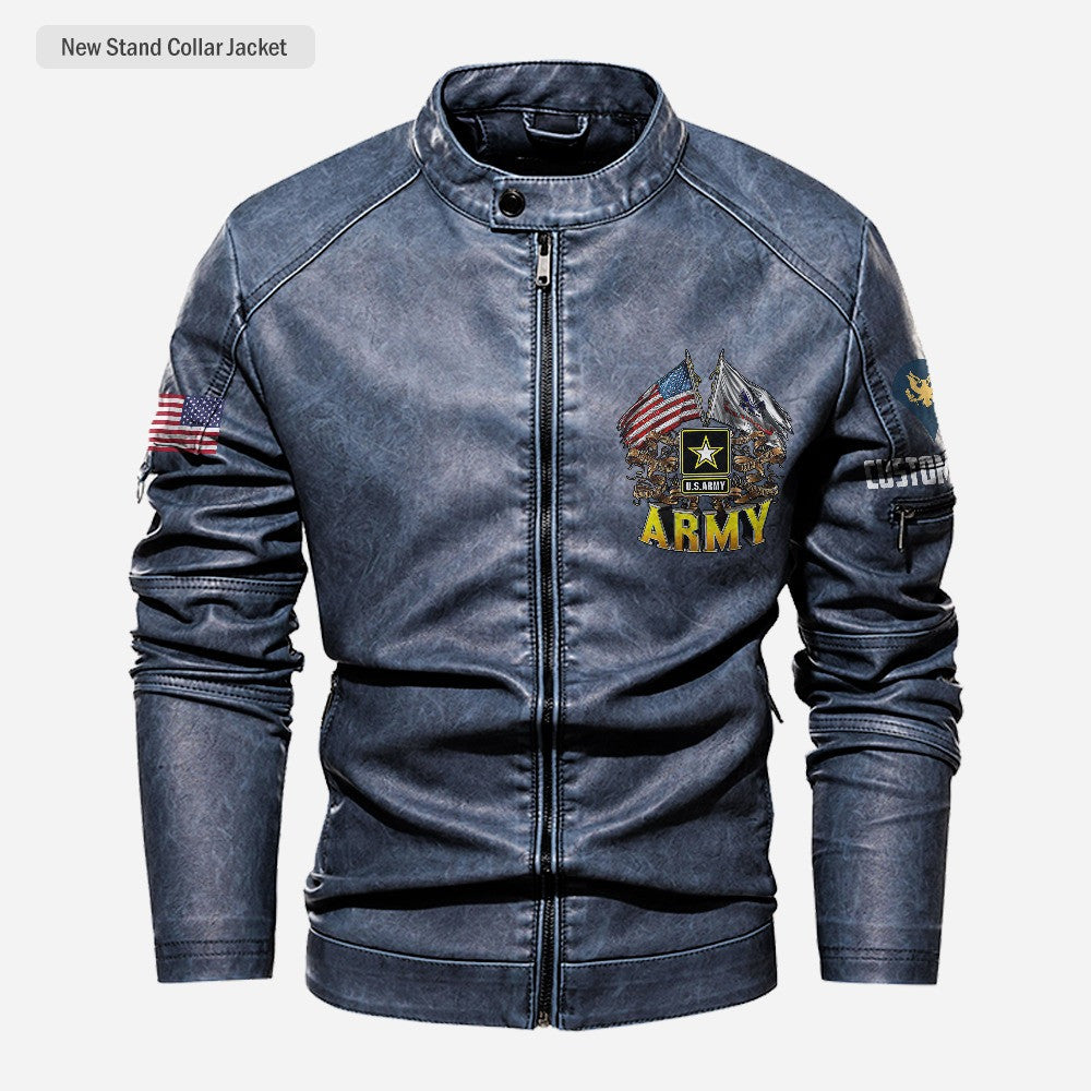 Premium Custom US Army Veteran Leather Jacket, Gifts For Army Veteran, Gifts On Father's Day, Veterans Day.
