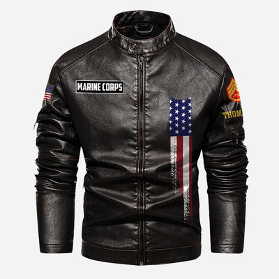 Premium Custom USMC Veteran Leather Jacket, Gifts For Marine Veteran, Gifts On Father's Day, Veterans Day.
