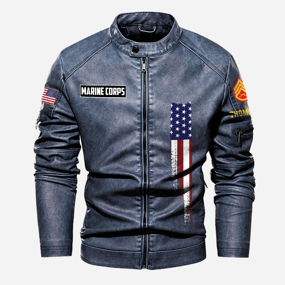 Premium Custom USMC Veteran Leather Jacket, Gifts For Marine Veteran, Gifts On Father's Day, Veterans Day.