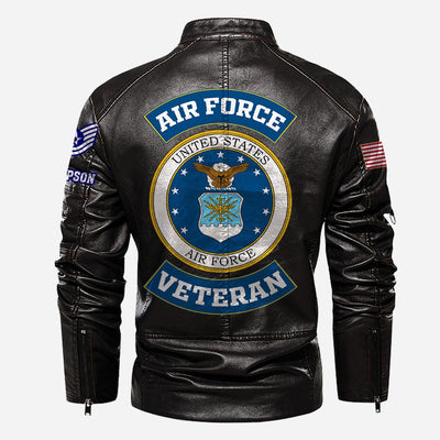 Premium Custom USAF Veteran Leather Jacket, Gifts For Air Force Veteran, Gifts On Father's Day, Veterans Day.