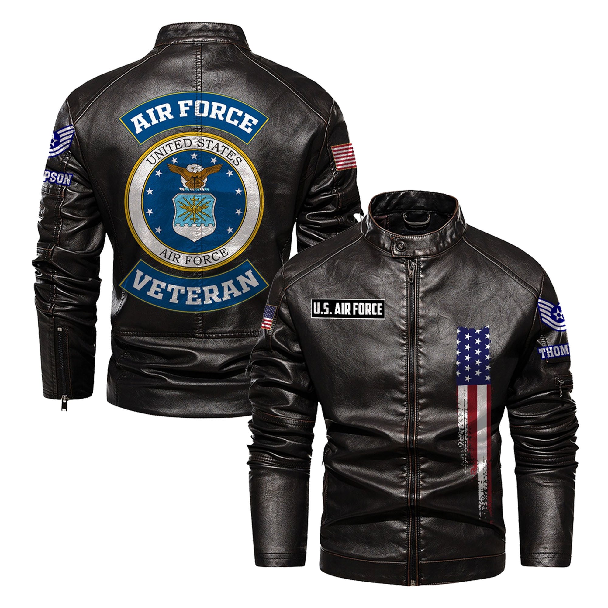 Premium Custom USAF Veteran Leather Jacket, Gifts For Air Force Veteran, Gifts On Father's Day, Veterans Day.