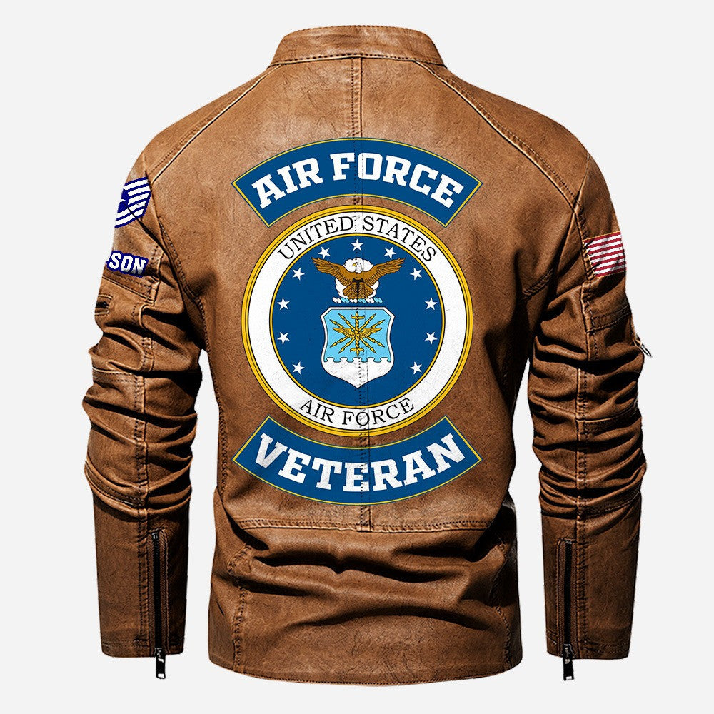 Premium Custom USAF Veteran Leather Jacket, Gifts For Air Force Veteran, Gifts On Father's Day, Veterans Day.