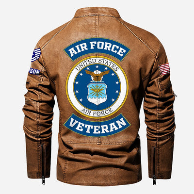 Premium Custom USAF Veteran Leather Jacket, Gifts For Air Force Veteran, Gifts On Father's Day, Veterans Day.