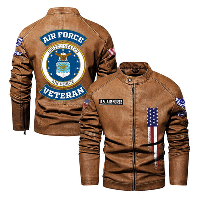 Premium Custom USAF Veteran Leather Jacket, Gifts For Air Force Veteran, Gifts On Father's Day, Veterans Day.