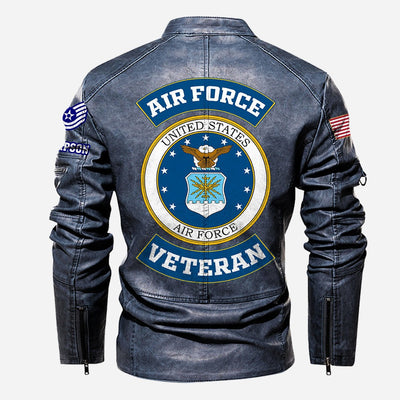 Premium Custom USAF Veteran Leather Jacket, Gifts For Air Force Veteran, Gifts On Father's Day, Veterans Day.