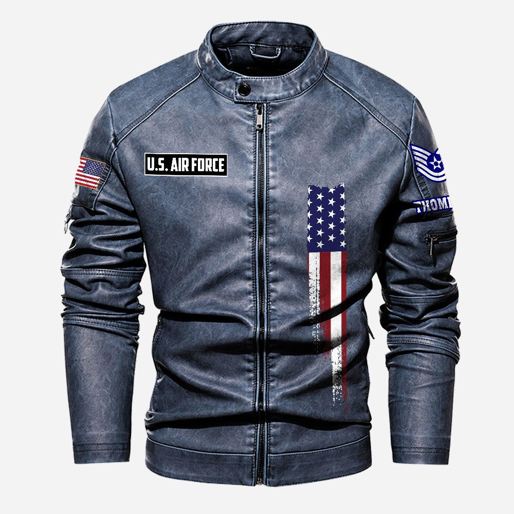 Premium Custom USAF Veteran Leather Jacket, Gifts For Air Force Veteran, Gifts On Father's Day, Veterans Day.