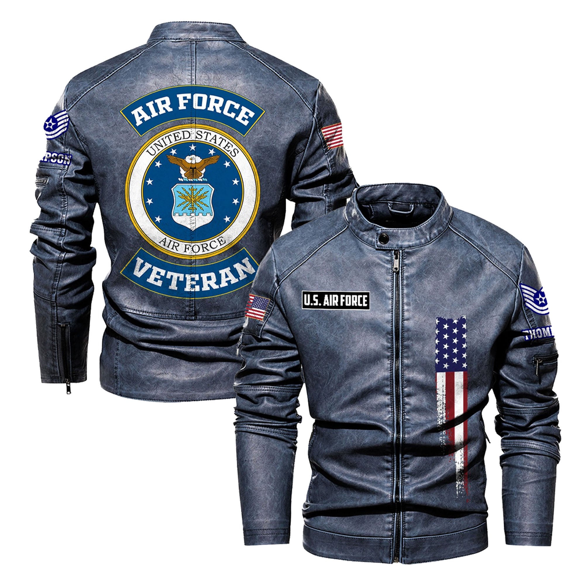 Premium Custom USAF Veteran Leather Jacket, Gifts For Air Force Veteran, Gifts On Father's Day, Veterans Day.