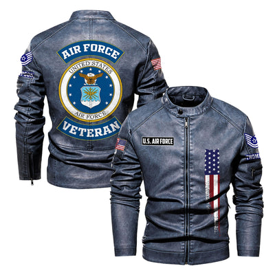 Premium Custom USAF Veteran Leather Jacket, Gifts For Air Force Veteran, Gifts On Father's Day, Veterans Day.