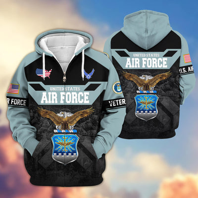 Premium US Veterans Zip Hoodie, Gifts For US Veterans, Gifts On Father's Day, Veterans Day.