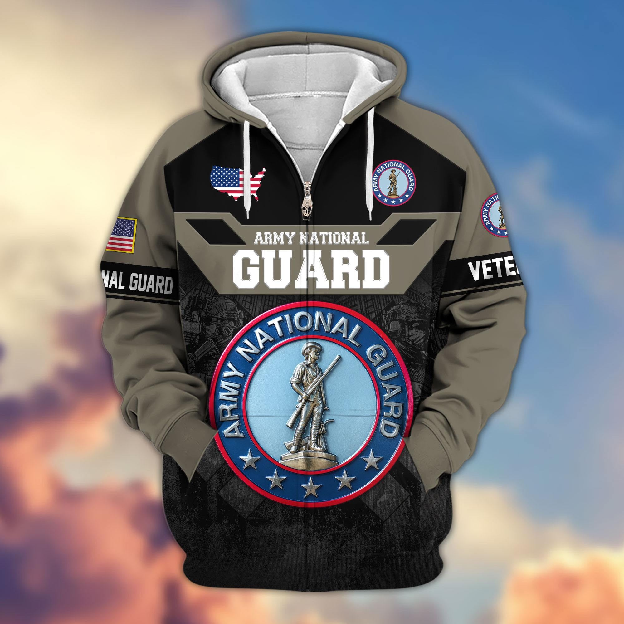 Premium US Veterans Zip Hoodie, Gifts For US Veterans, Gifts On Father's Day, Veterans Day.