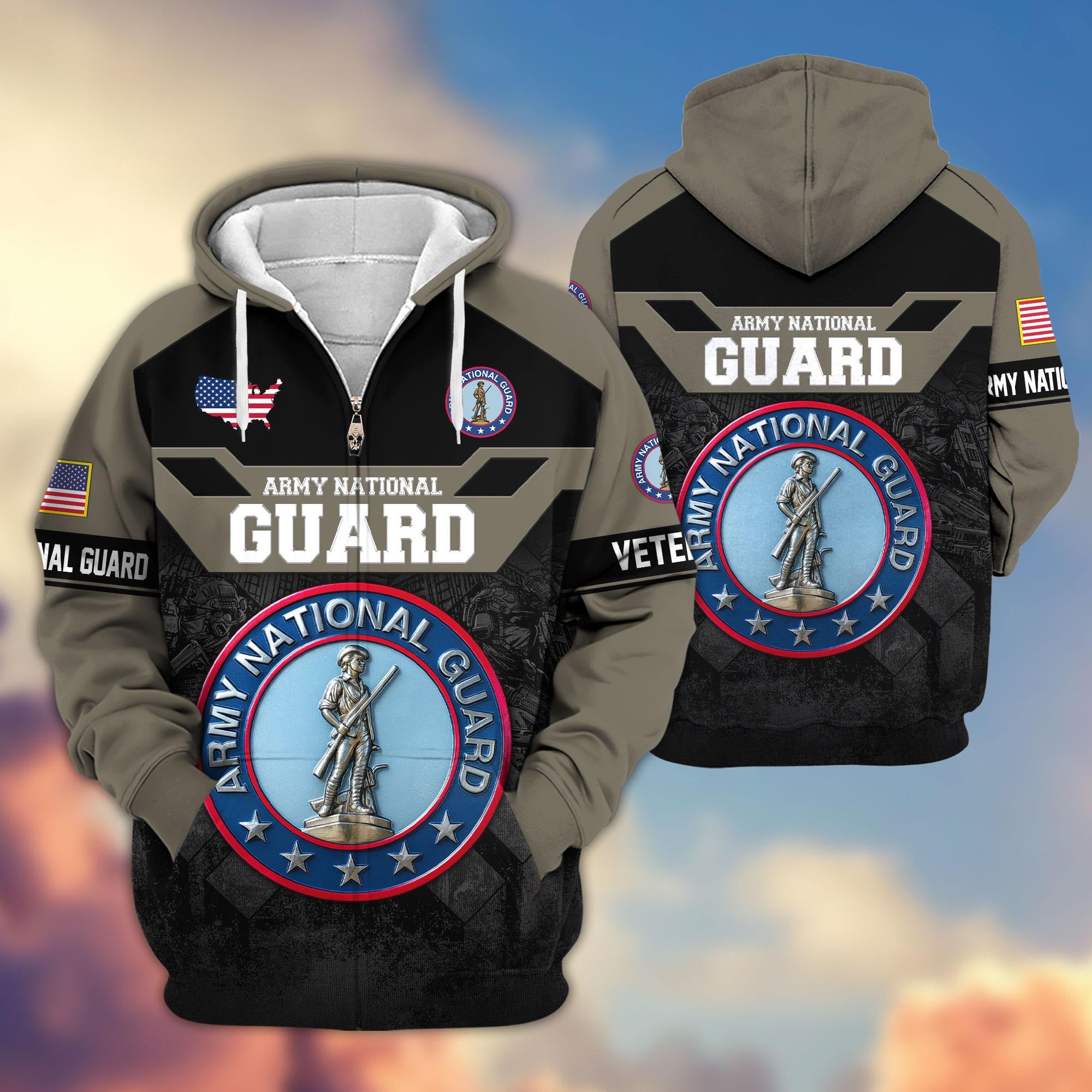 Premium US Veterans Zip Hoodie, Gifts For US Veterans, Gifts On Father's Day, Veterans Day.