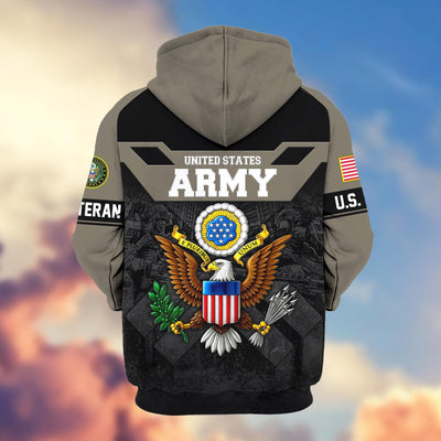 Premium US Veterans Zip Hoodie, Gifts For US Veterans, Gifts On Father's Day, Veterans Day.
