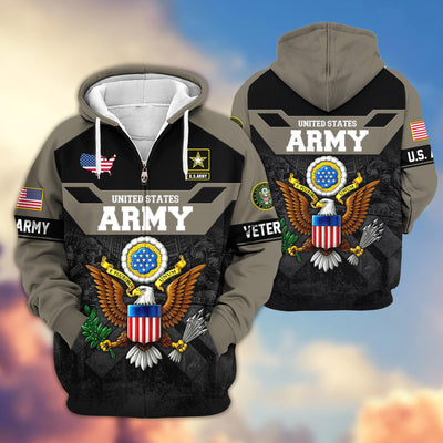 Premium US Veterans Zip Hoodie, Gifts For US Veterans, Gifts On Father's Day, Veterans Day.
